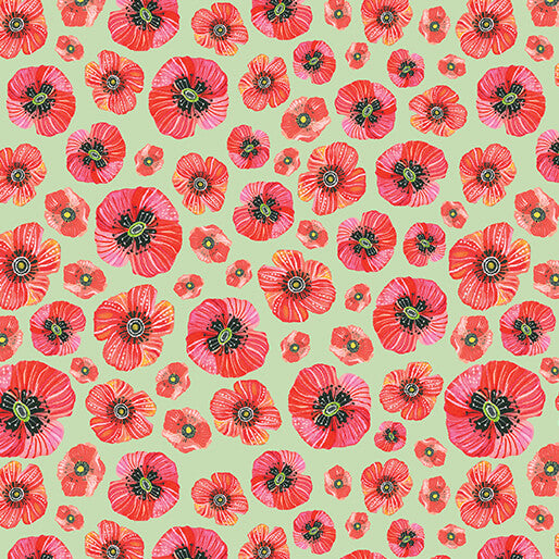 Poppy Meadow Light Green - Into the Meadow