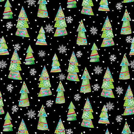 Festive Trees Black Snow Joy
