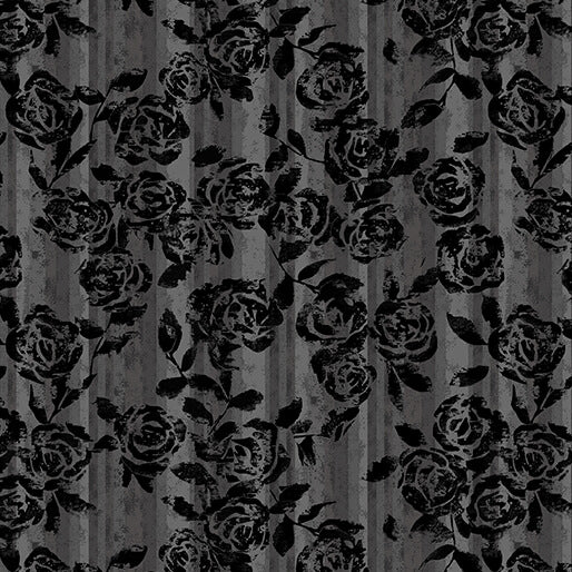 Gilded Garden Charcoal  92% Poly 8% Spandex