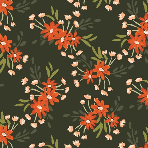 Crimson and Evergreen Warm Sprouts Dark Forest