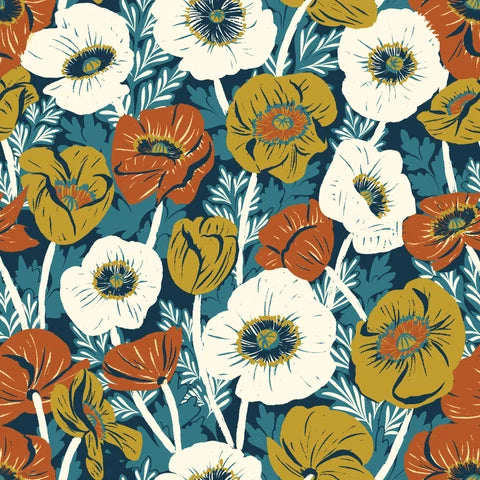 Picnic Poppy Field Dark Teal