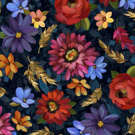 Midnight Petals Tossed Florals - Midnight