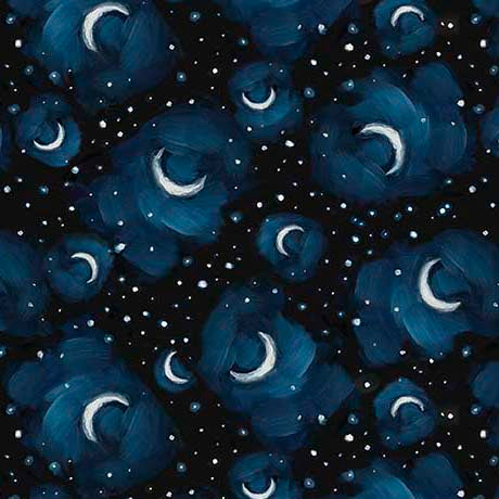 Midnight Petals Crescent Moon - Midnight