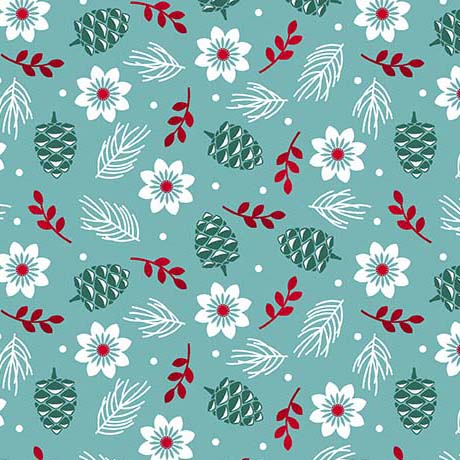 12 Days of Christmas Pines & Cones  -  Teal