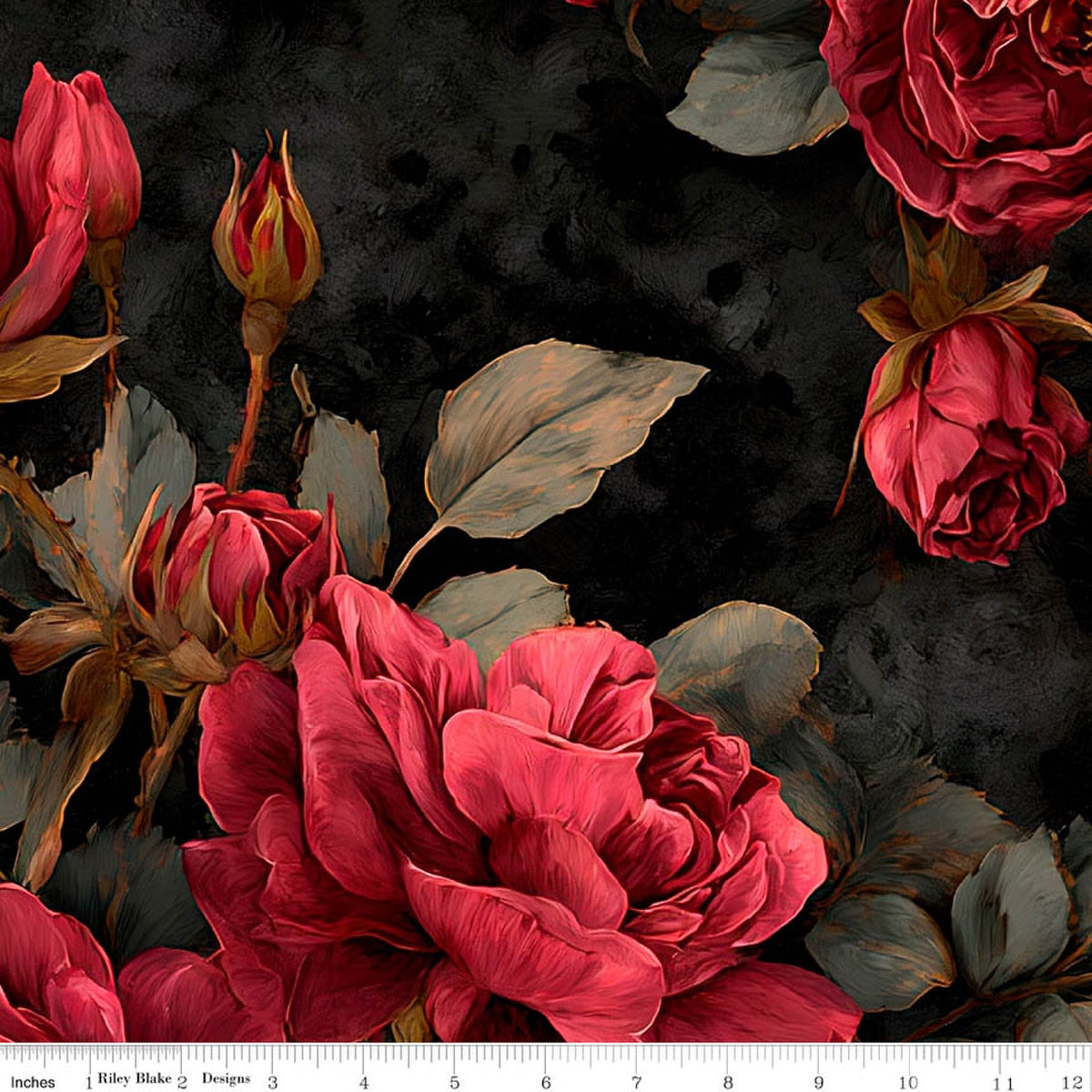 Shiny Satin Romantic Roses Print 4A