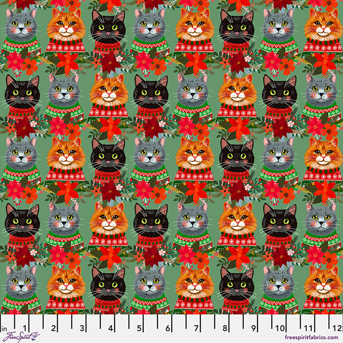 Christmas Cats - Sage