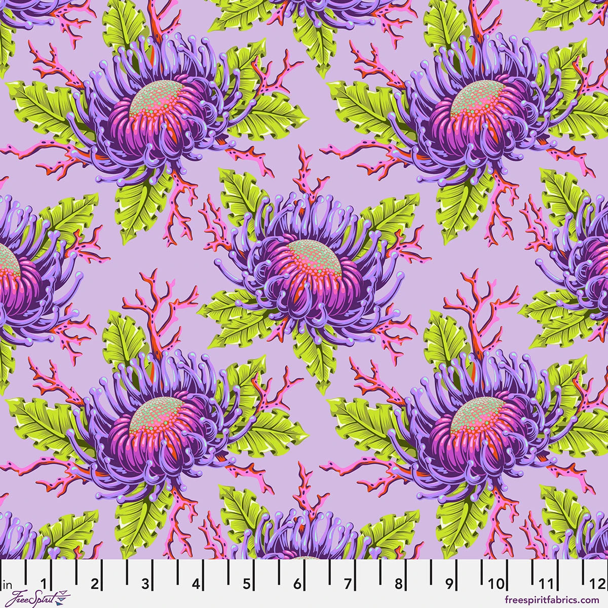Tula Pink Friends & Anemones - Ultraviolet Floral Reef