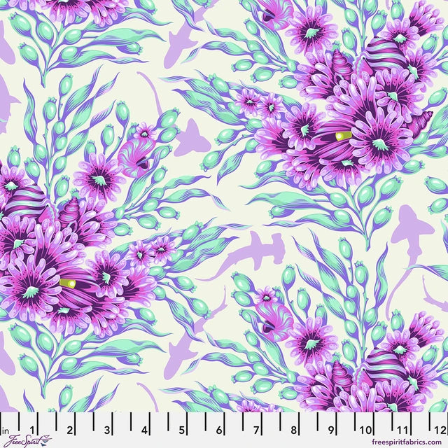 Tula Pink Shadow Sharks - Ultraviolet Floral Reef
