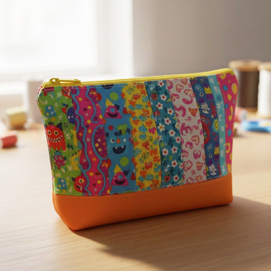 Pieced and Quilted Zipper Pouch by Laurie Alice
